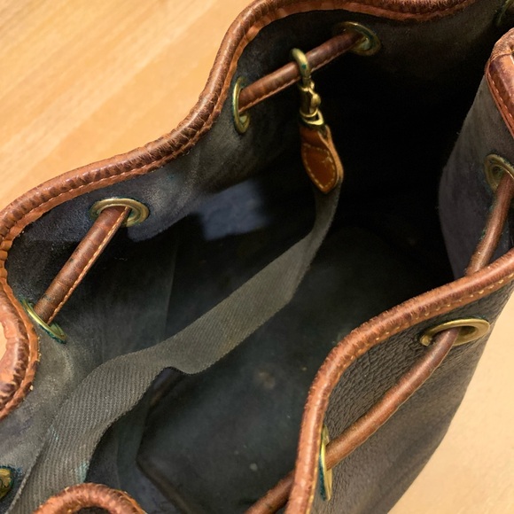 Dooney & Bourke Dark Blue and Brown Leather Draw String Bag - Picture 13 of 13